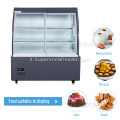 Vetrina frigo con display per torta in vetro curvo frontale aperto